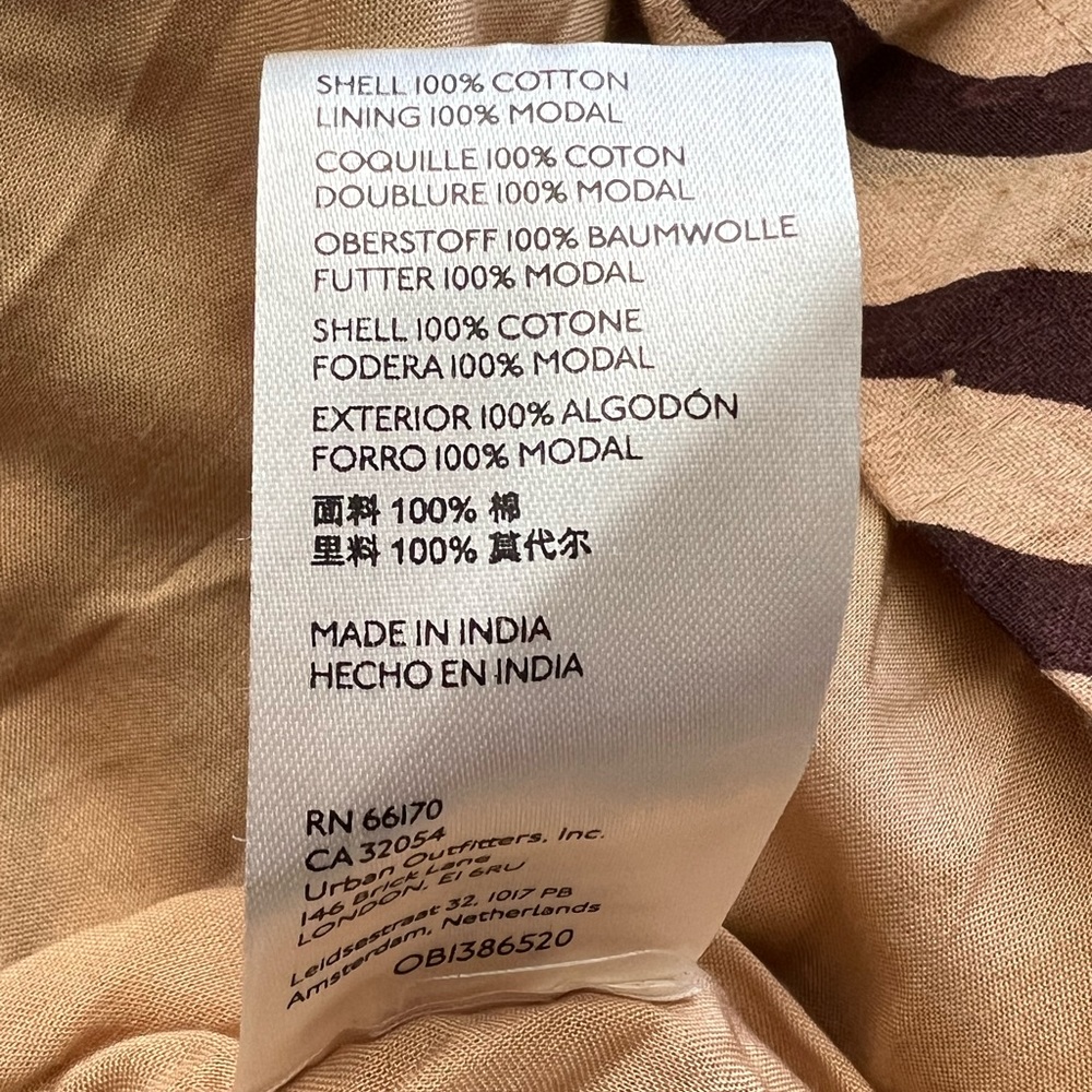 Anthropologie 100% Cotton Shell Blossom Maxi Dress - Modal Lined Sz S Brown NWT - Picture 10 of 12
